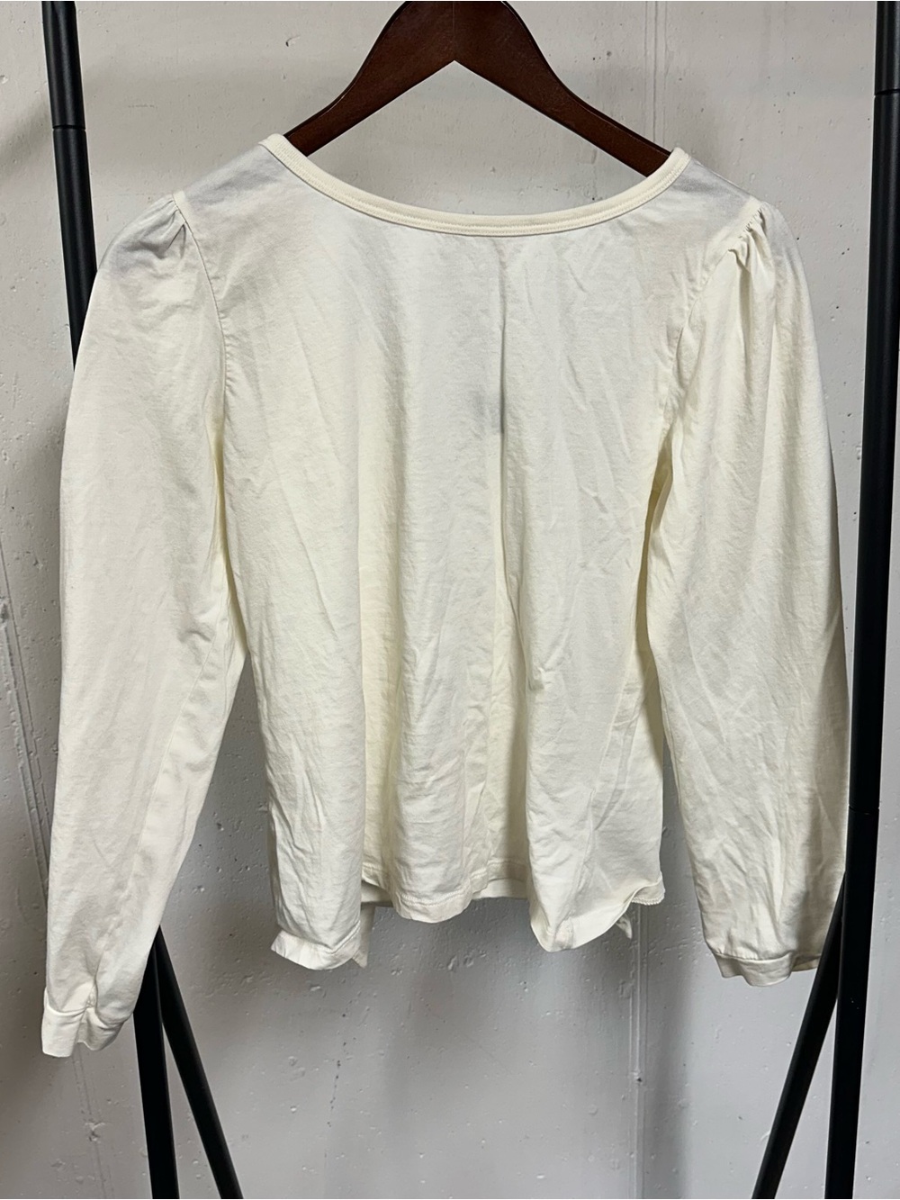 J. Crew Cream Long-Sleeve Puff Shoulder Tee